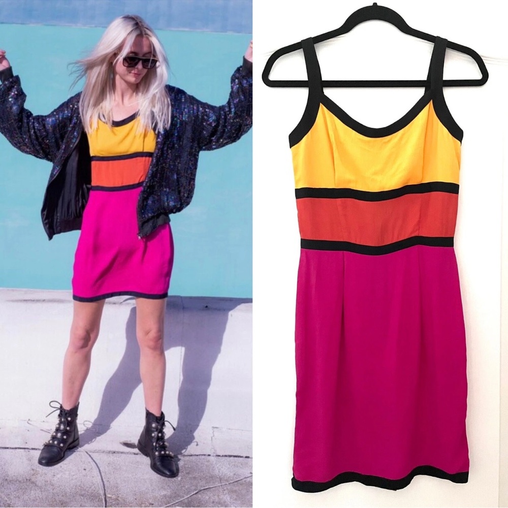 JM by Shelli Segal Vintage colorblock mini dress 4.
